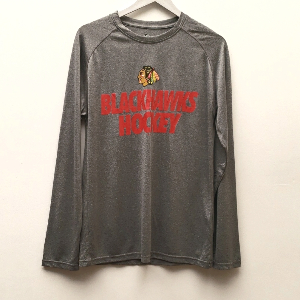 NHL Chicago Blackhawks Hockey Long Sleeve T Shirt Men's Size Medium Gray